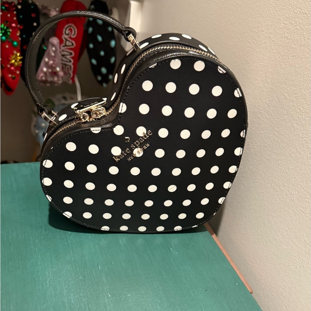 Kate Spade Black Polka Dot Heart Bag